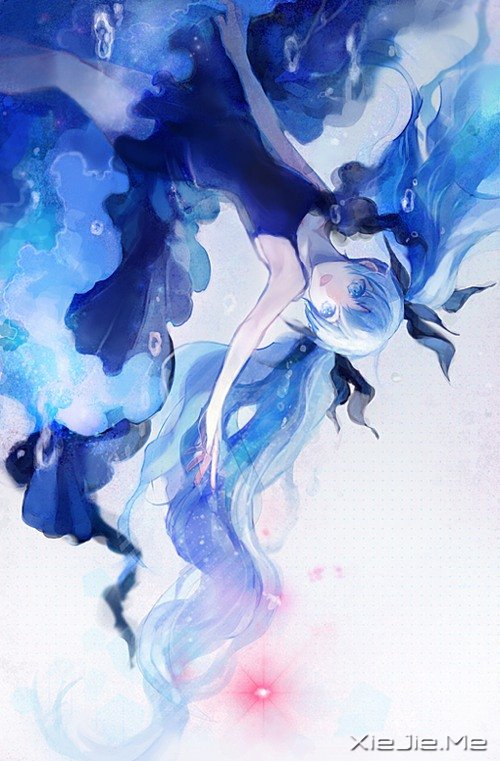 唯美蓝色调插画图片